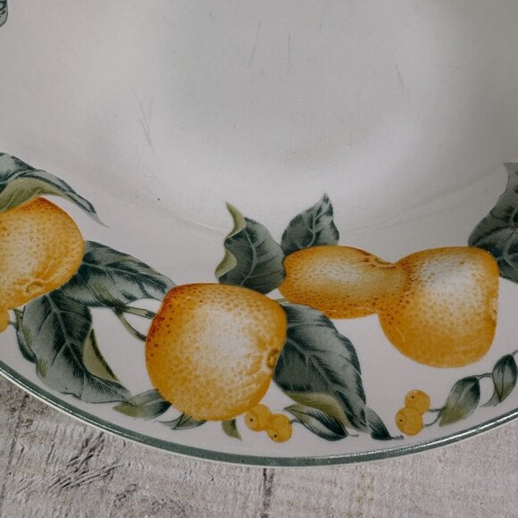 Julie Pople Avon COUNTRY FRUIT  Porcelain Large Rim Soup Pasta Bowls Set of 2 - Picture 11 of 14